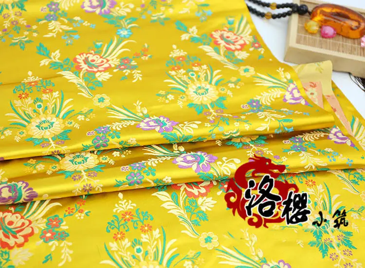 Тканый дамасский Улучшенный костюм cheongsam шелковая ткань одежда жаккардовая парча ткань - Цвет: Цвет: желтый