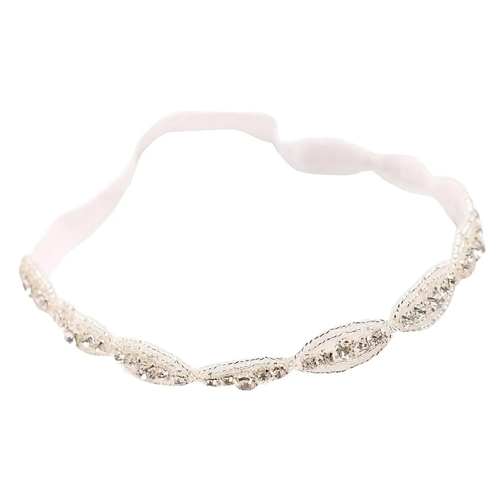 Baby Girls Kids Ribbon Tie Hair Band Children Rhinestone Headband Headwear for Wedding Party Stage Show Fashion Acce