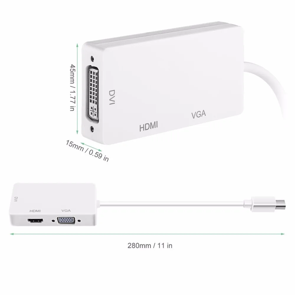 3 в 1 адаптер портов дисплея кабель Thunderbolt порт Mini Displa P порт HDMI DVI VGA для Mac Macbook Air iMac microsoft Surface Pro