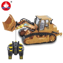 2017 nueva 6ch rc camión bulldozer caterpillar pista de simulación de control remoto carro de la ingeniería de construcción de regalo de navidad modelo