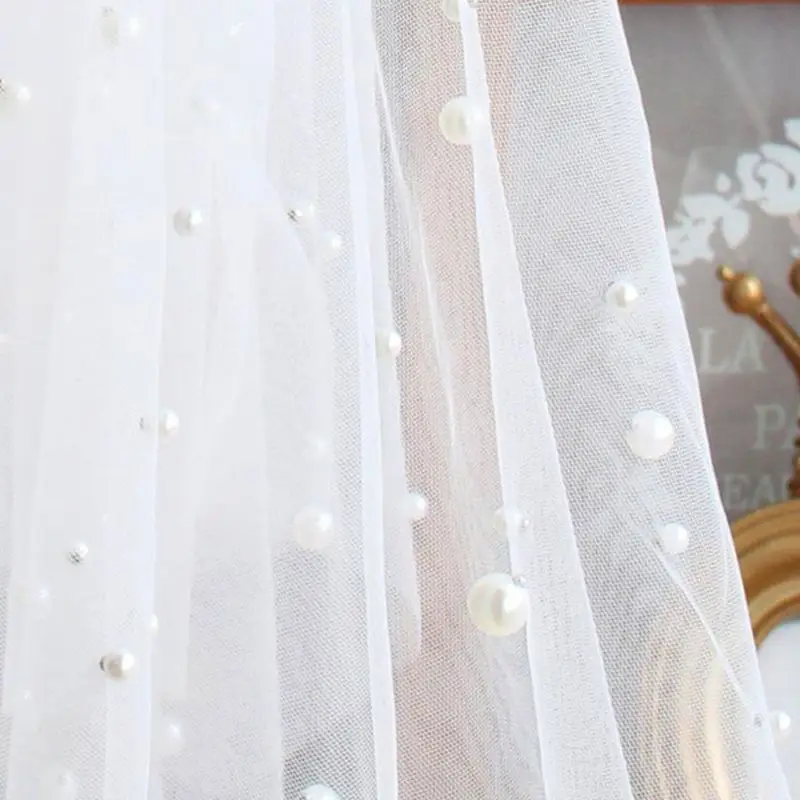 1,5 м аксессуары для свадебного платья фата для невесты белая полностью ручная работа искусственный жемчуг Женская Вуаль Однослойная
