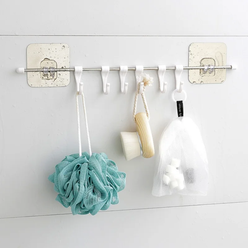

Self Adhesive Wall Door Back Hooks Clothes Hanger Bathroom Kitchen Towel Waterproof Hooks