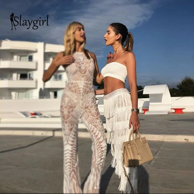 Slaygirl/2018 г. осенний комплект из двух предметов с белой бахромой женский