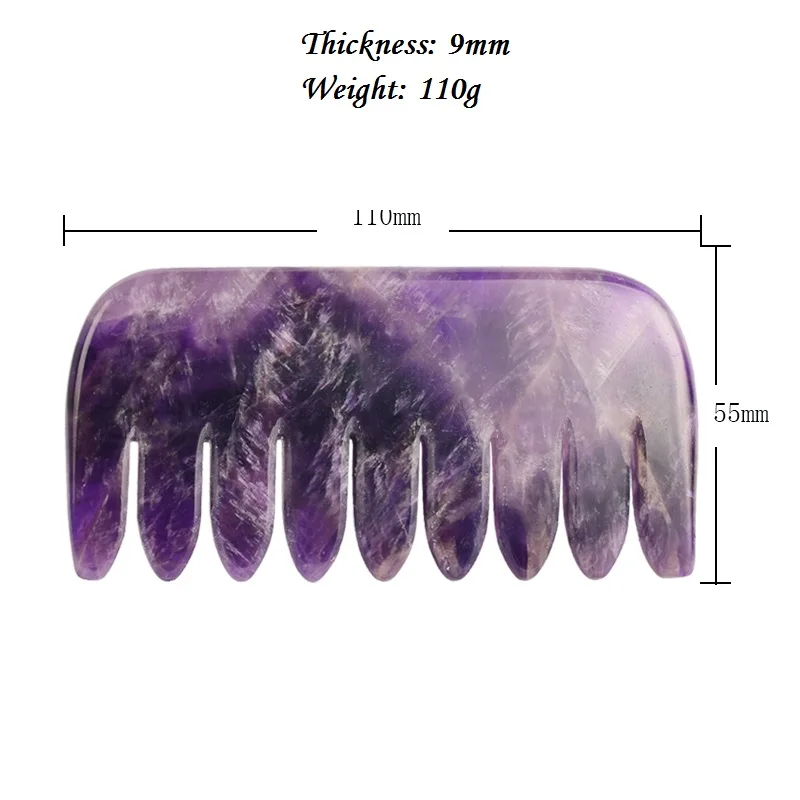 Натуральный Аметист, нефрит для массажа gua sha, инструмент, Кристальный гребень, уход за волосами, массаж кожи головы, уход за кожей, щетка для волос, каменная терапия