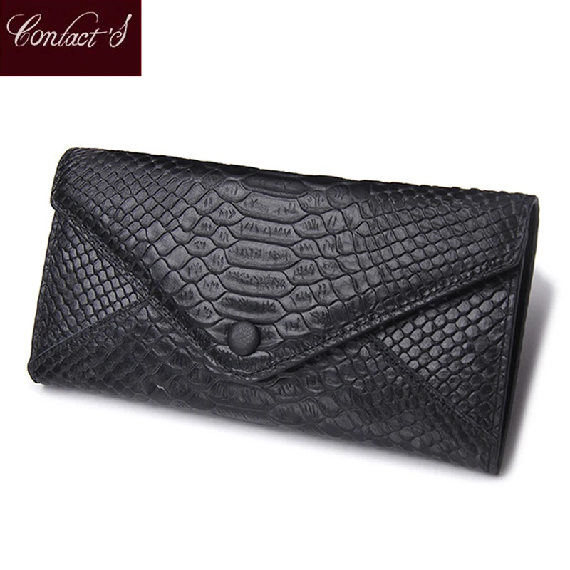 Genuine Leather Envelope Wallet Women Luxury Brand SnakeSkin Leather