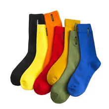 Харадзюку, носки средней длины, женские хлопковые Однотонные эластичные носки, впитывающие пот, дышащие забавные носки средней длины для девочек