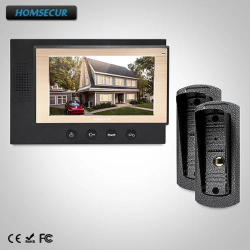 HOMSECUR 7 "Проводной Видео и Аудио Домашний Интерком + Металлический Корпус Камера для Квартиры (TC041 + TM701-B)