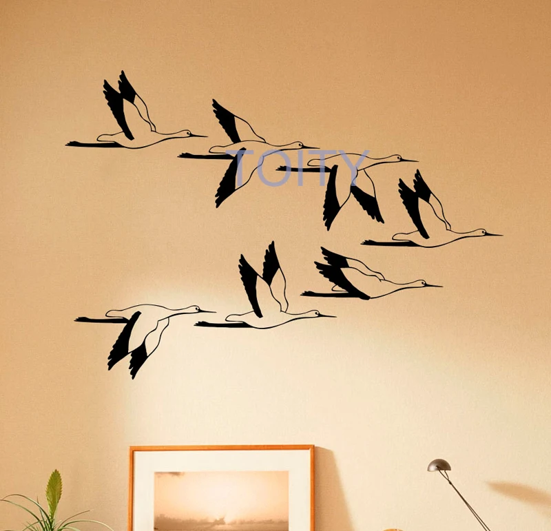 Wild Flying Birds Wall Decal Flock Of Birds Decals Vinyl Stickers Animals Interior Design Art