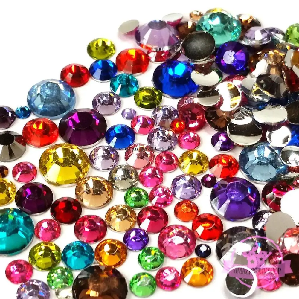 

5000pcs Large Set Mix Round Assorted Color Rhinestone Flatback Nail Art Diy Kits 2mm-8mm mix sizes