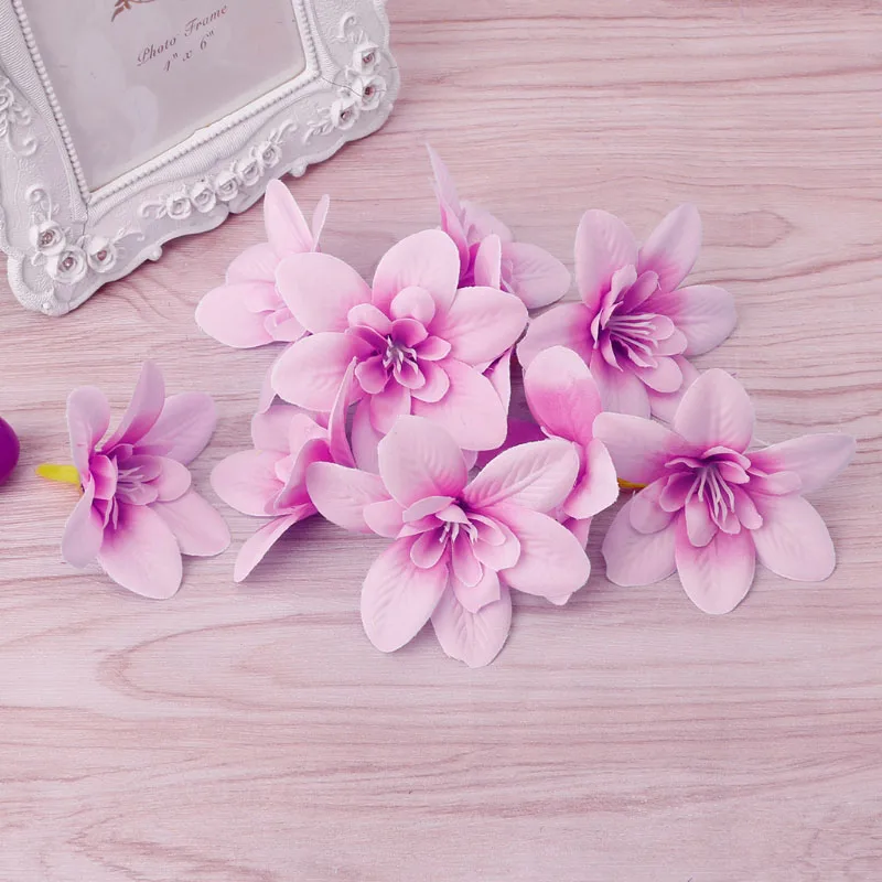 10 x искусственная Цветочная Орхидея, свадебная заколка для волос, Рождественская брошь, ремесло, свадьба W215 - Цвет: Лиловый