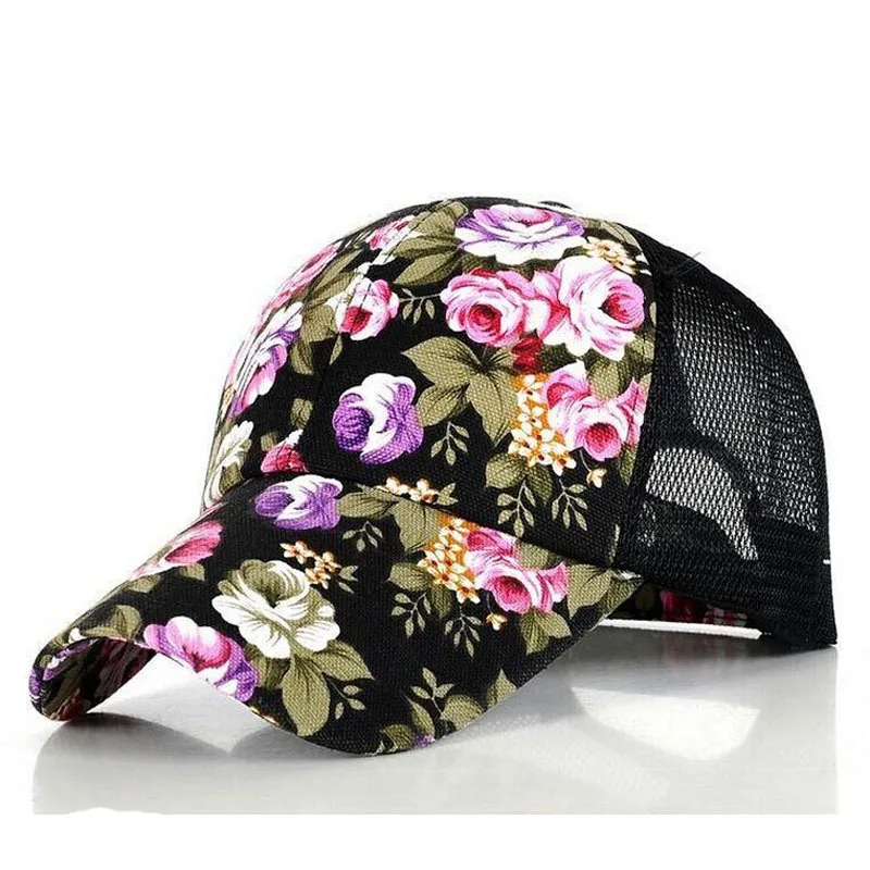 Floral Snapback Baseball Cap Summer Mesh Ball Caps Golf Hats Hat For ...