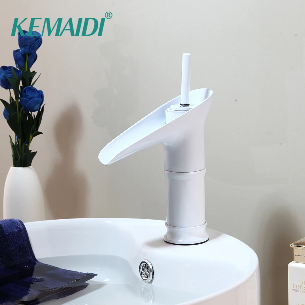 KEMAIDI Bathroom Faucet Waterfall Wash Basin Sink Tap Water Mixer White Painting Wine Glass Design | Обустройство дома