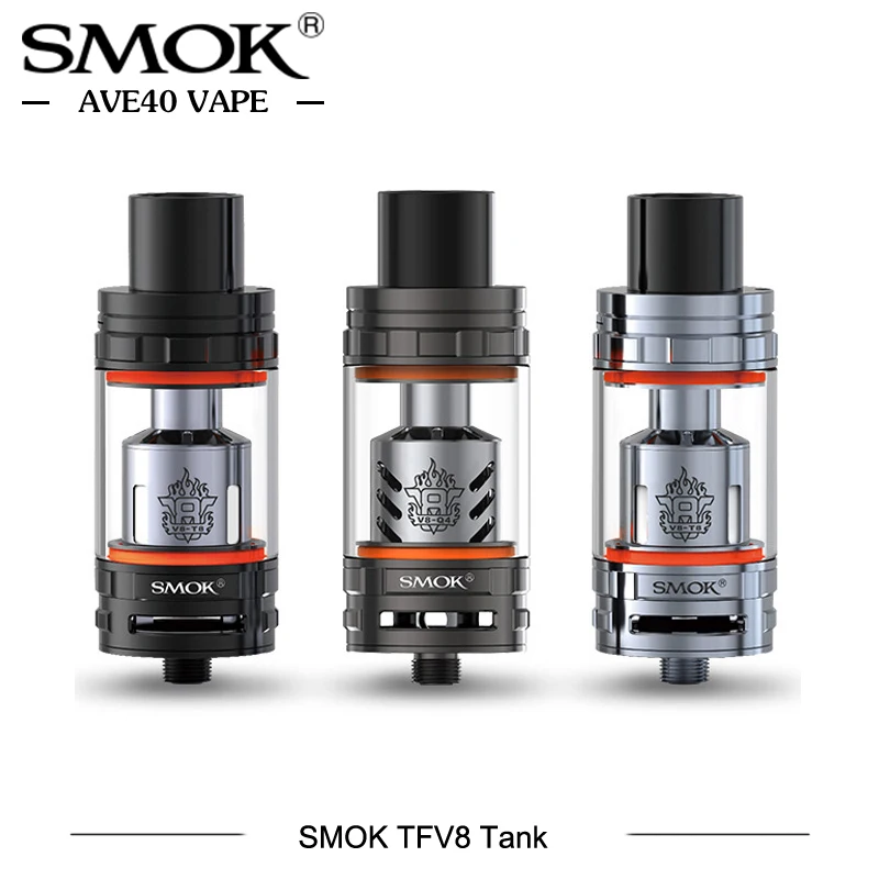 Оригинал SMOK TFV8 танк 6 мл электронные сигареты распылителя Поддержка 0.12ohm 300 Вт Мощность с TFV8 Q4 T6 T8 T10 X4 Головка Катушки Tank