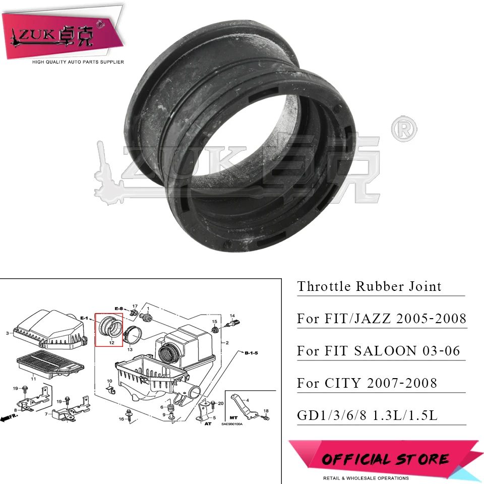 ZUK воздухоочиститель чехол дроссельной заслонки резиновые колеса для HONDA FIT Джаз город 2003 2004 2005 2006 2007 2008 GD1 GD3 GD6 GD8 1.3L 1.5L модель