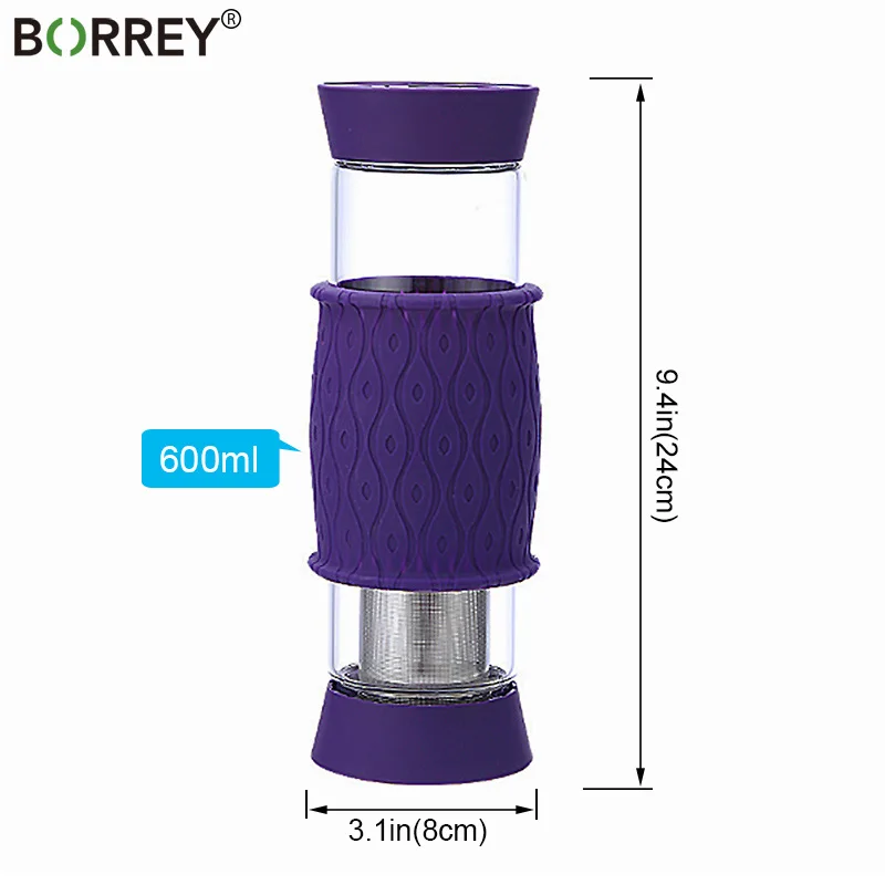 Креативная бутылка для воды BORREY напитков и отдельная чая чашка 2 крышка 1 Чайный