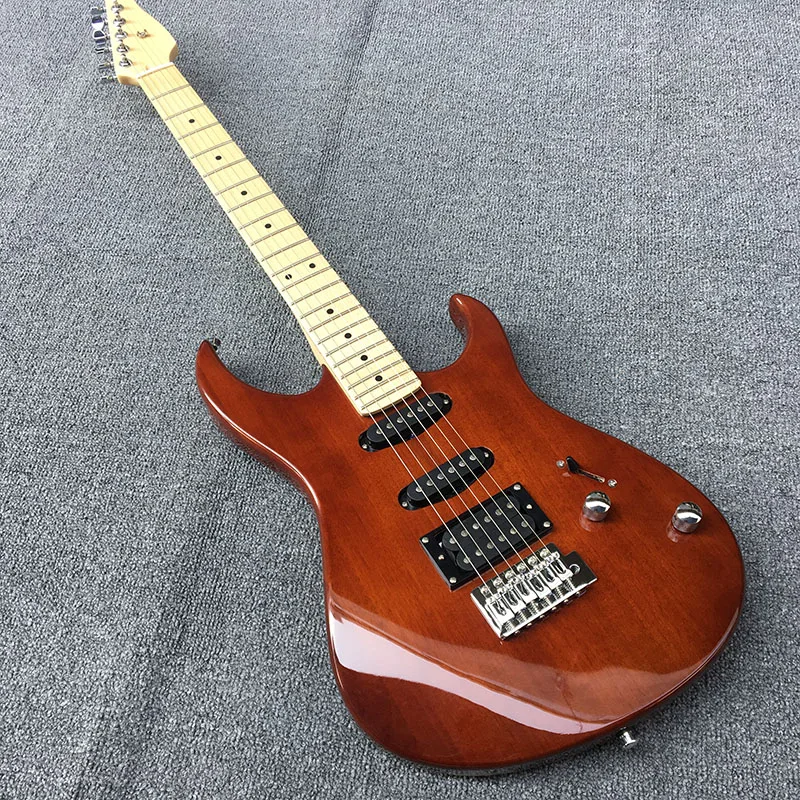 Custom Electric guitar,Mahogany body With Brown color paint,Maple guitar neck and maple