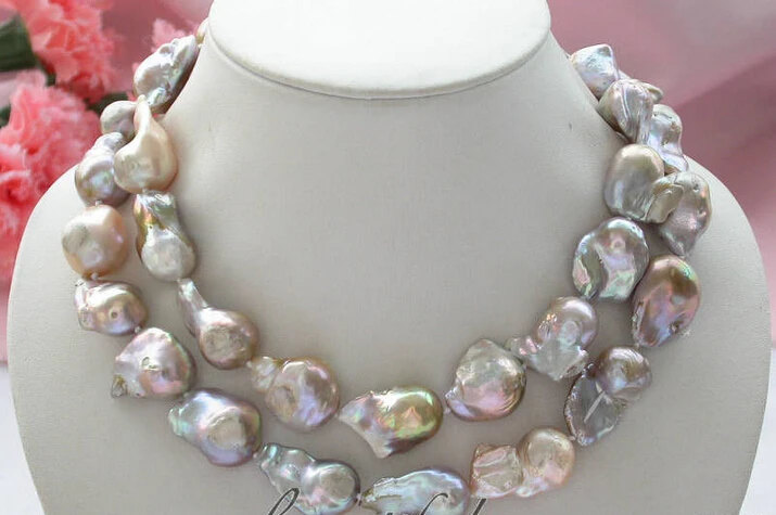

FREE shipping> >>>z4317 100% RAEL Huge 34" 30mm lavender baroque KESHI REBORN PEARL NECKLACE