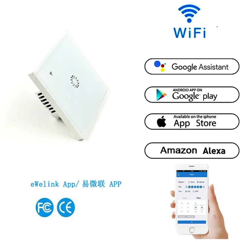 Белая Wi Fi Сенсорная панель переключателя 1/2/3 клавиш беспроводное умное время и