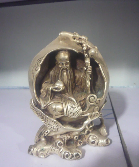 

Metal Crafts Old 18c Silver Statue/ Sculpture--the East Santa Claus And Cranes,best Collection&adornment,fast Shipping