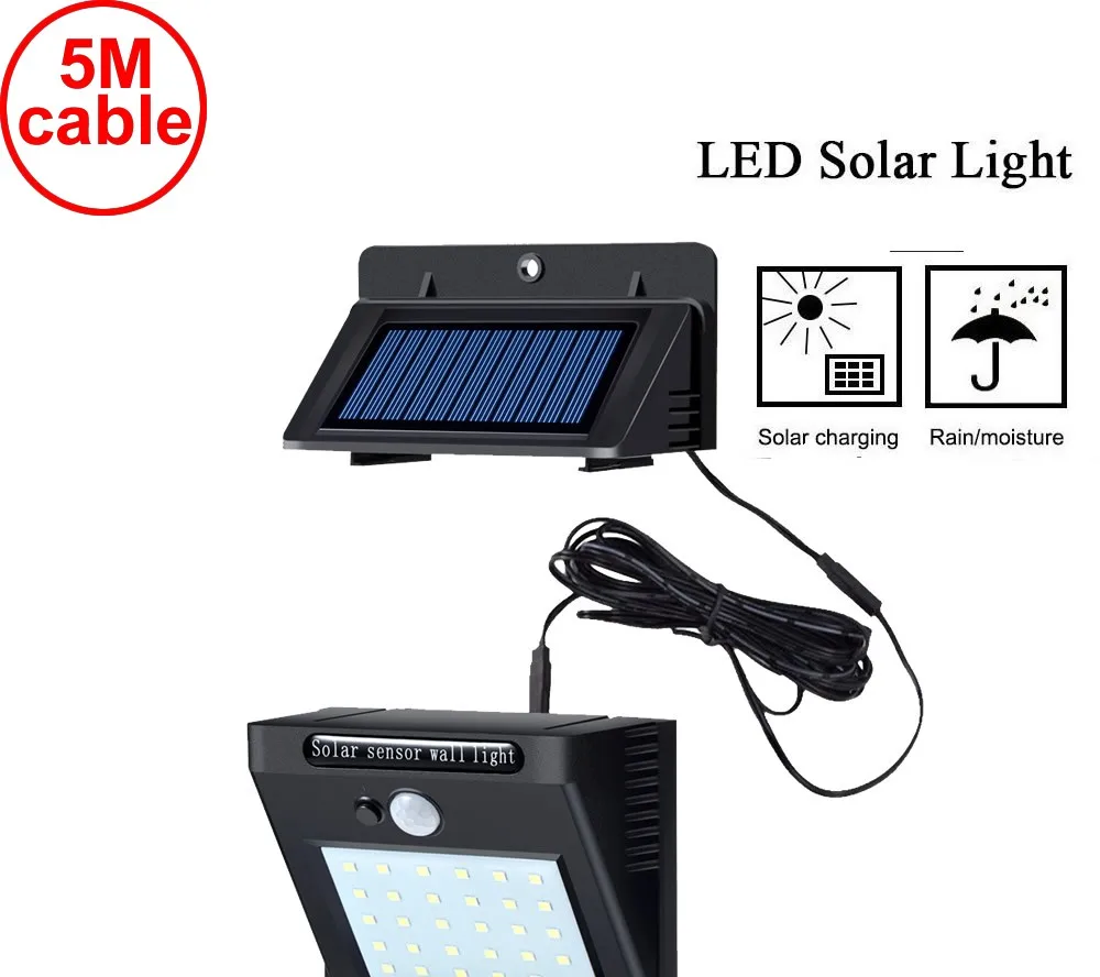 

30 leds solar light split mounting pIR motion sensor led indoor outdoor lamp waterproof ip65 for street garden patio home camps