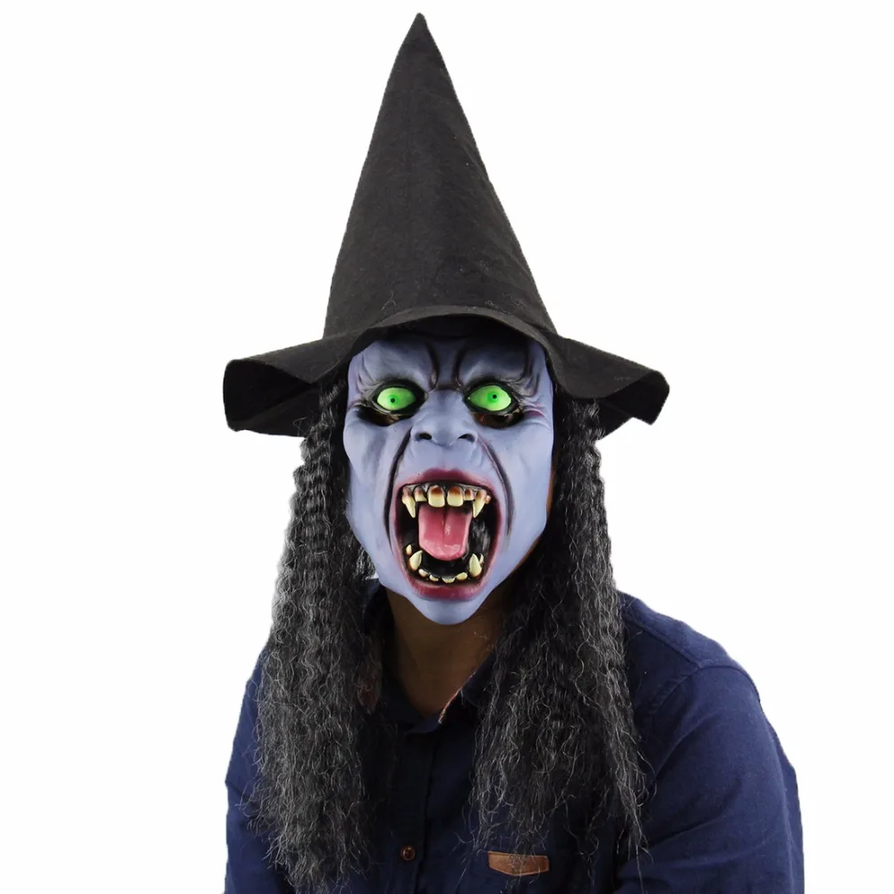 Маска на Хэллоуин, ужасная латексная маска с головой ведьмы, маска на голову, страшная маска ведьмы, вечерние украшения, принадлежности, жуткие, ужасные, реалистичные