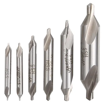 

6Pcs High Speed Steel Center Drill Bits Set Precision Combined Countersink Kit 60 Degree Angle 1.0mm 1.5mm 2mm 2.5mm 3mm 5mm