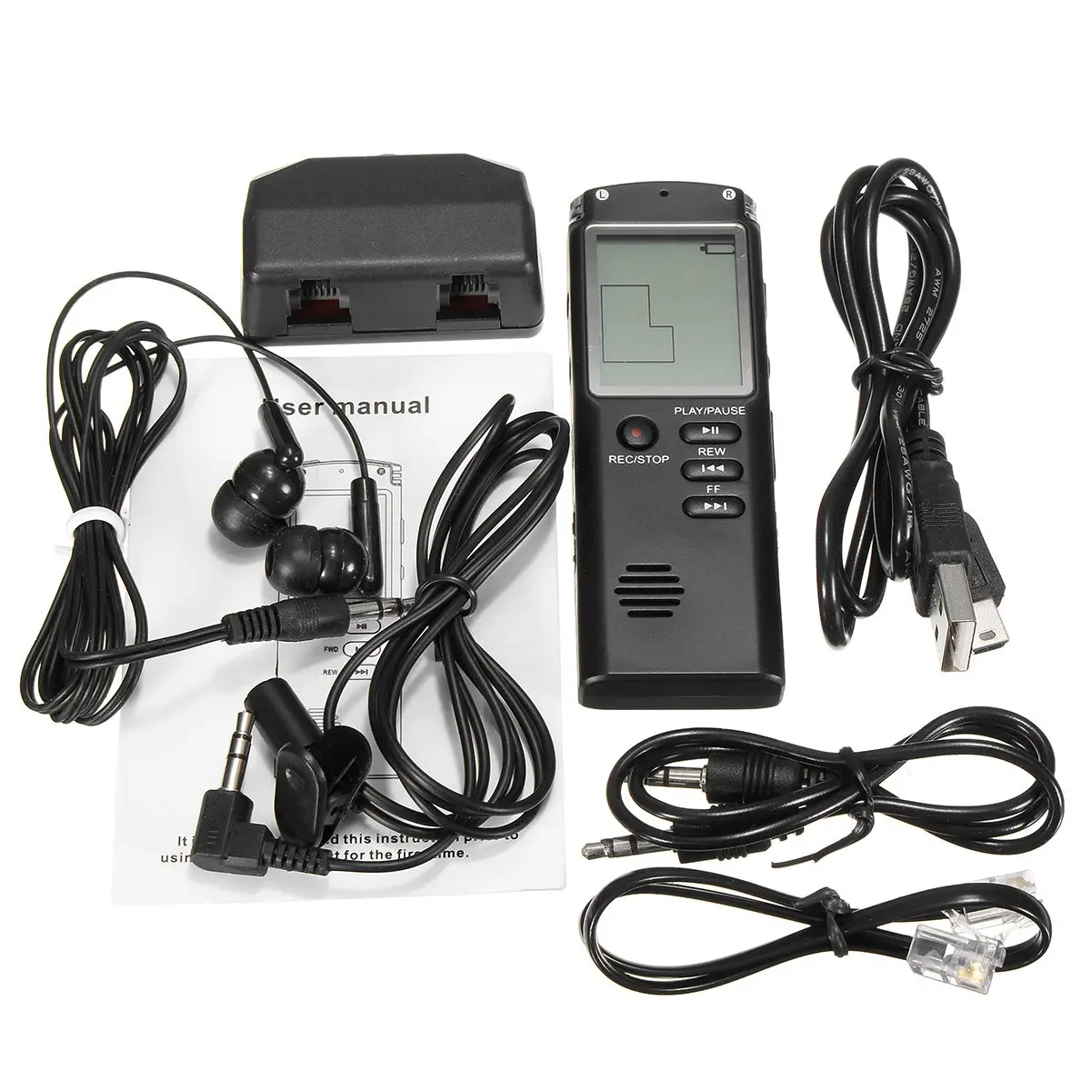 LEORY Portable 8GB LCD Digital Audio Voice Recorder Dictaphone Rechargeable MP3 Player With Earphone Built-in Microphone