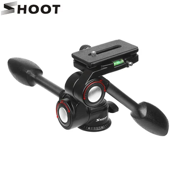 

SHOOT Double Handle Aluminum Camera Tripod Ball Head 3-way Rocker Arm with 1/4 3/8in Screw Hole for Canon Nikon DSLR Camera