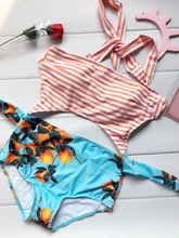 2017 New One Piece Stripped Swimsuit Bathing Suit Swimwear Beachwear For Women