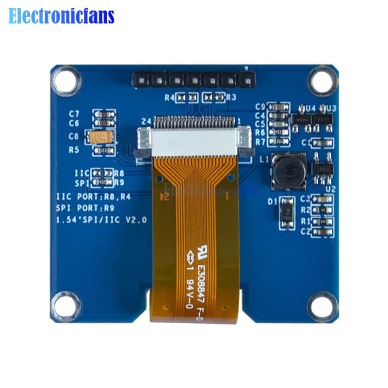 1,54 дюймов SSD1309 OLED Дисплей модуль 128x64 SPI IIC I2C Интерфейс OLED Экран доска 3,3-5 В UART для arduino желтый/белый/синий