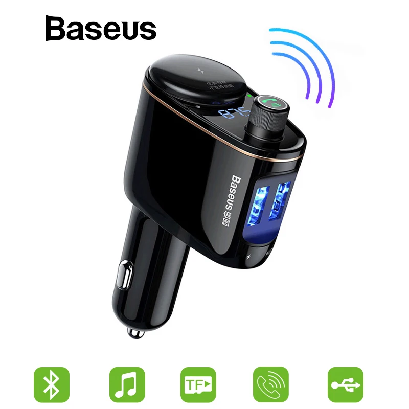 Baseus FM Transmitter Car Charger Bluetooth Car Kit Hands free Mobile phone Charger Dual USB