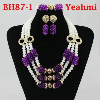 

New Nigerian Crystal Beads Necklace Jewelry Set African Handmade Royal Blue Style Wedding Jewelry Set BH87-1