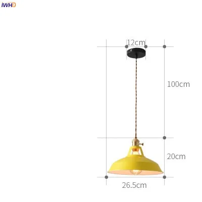 IWHD красочный современный светодиодный подвесной светильник, приспособление для кухни для столовой гостиной нордическая лампа, подвесные светильники, подвесной светильник, блеск Pendente - Цвет корпуса: Цвет: желтый