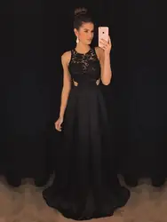 Verngo черные вечерние платья, аппликации из кружева 2019 шифоновое платье трапециевидной формы вечерние платье вечернее платье для выпускного