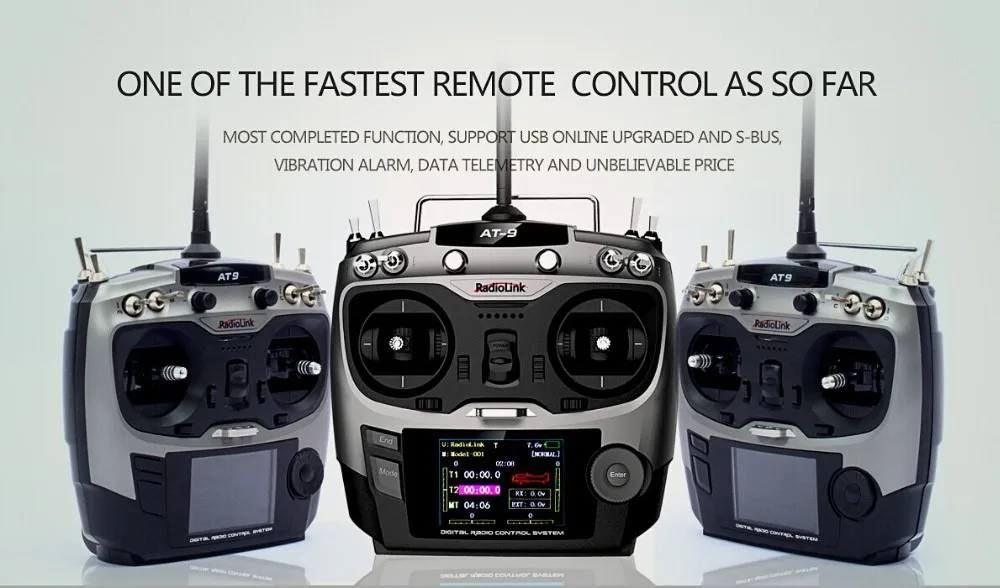 

Newest 2.4G 9ch system AT9 rc radio Transmitter & Receiver TX + RX for Drone remote control Helicopter/muticoptor