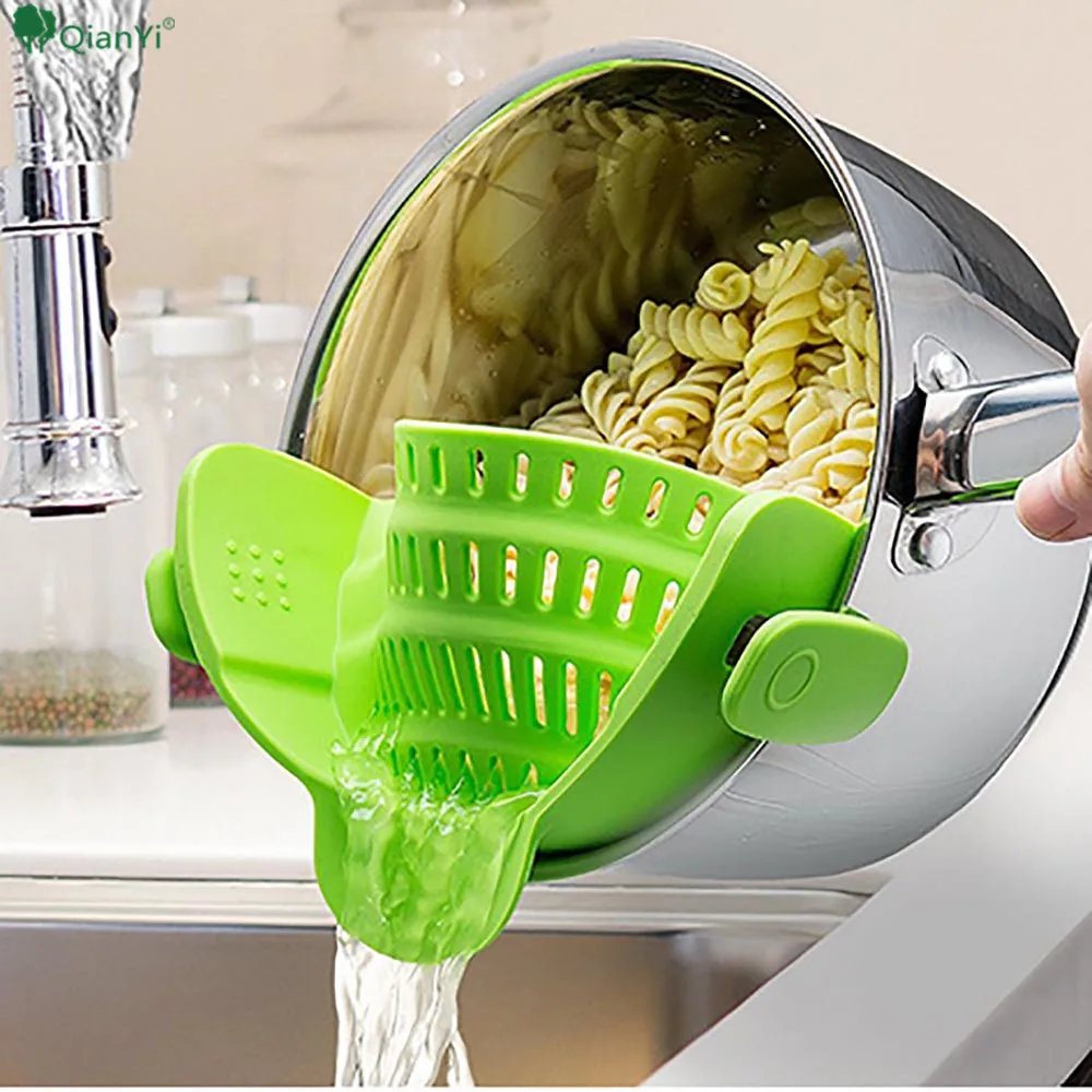 2017 Multifunctional Drain basket Kitchen Pot Pan Drainer Basket Strainer Sieve Colander Water
