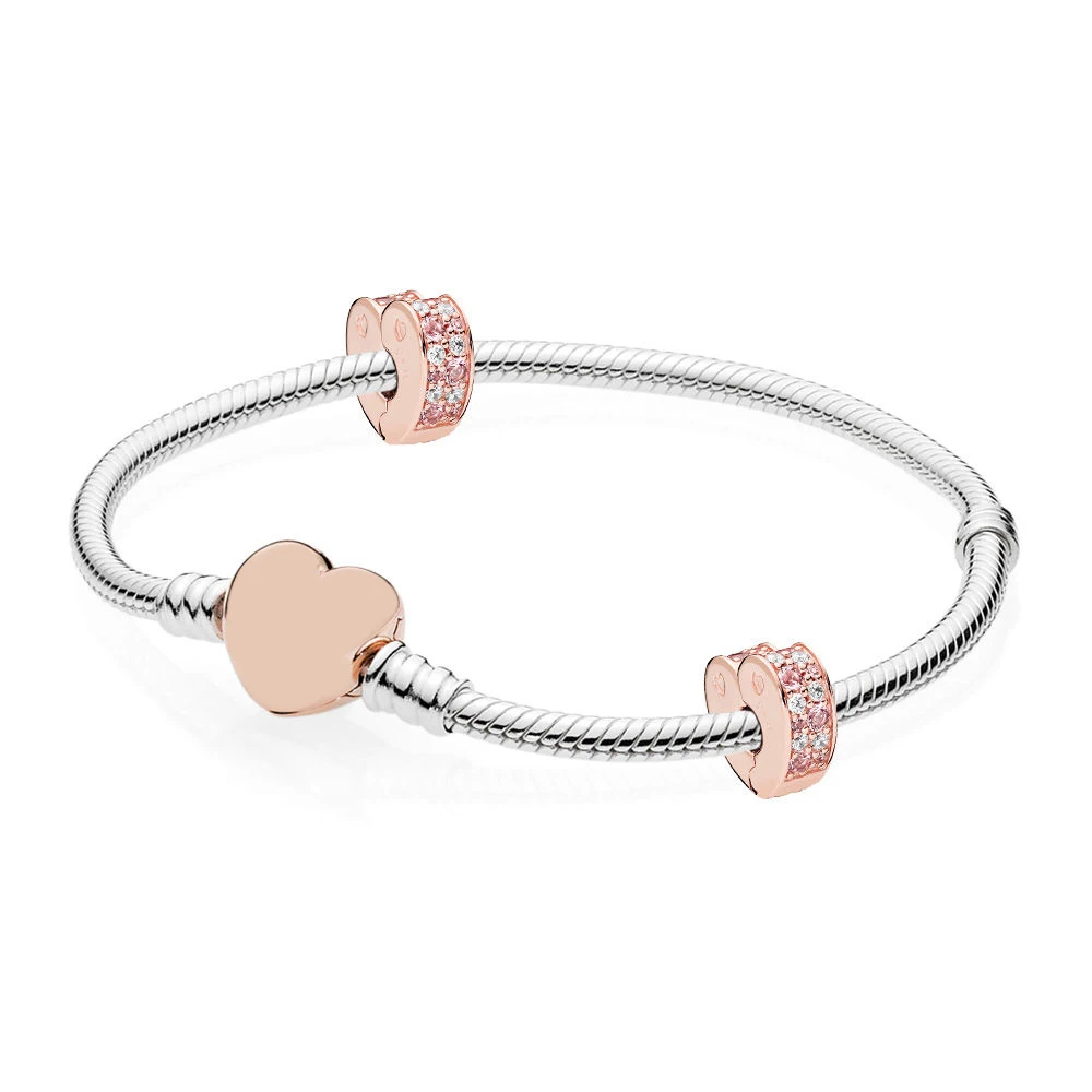 

DERMSPE 925 Sterling Silver Rose Arcs of Love Bracelet Gift Set Fit DIY Original Charm Bracelets Woman Jewelry 580719 787020NPM