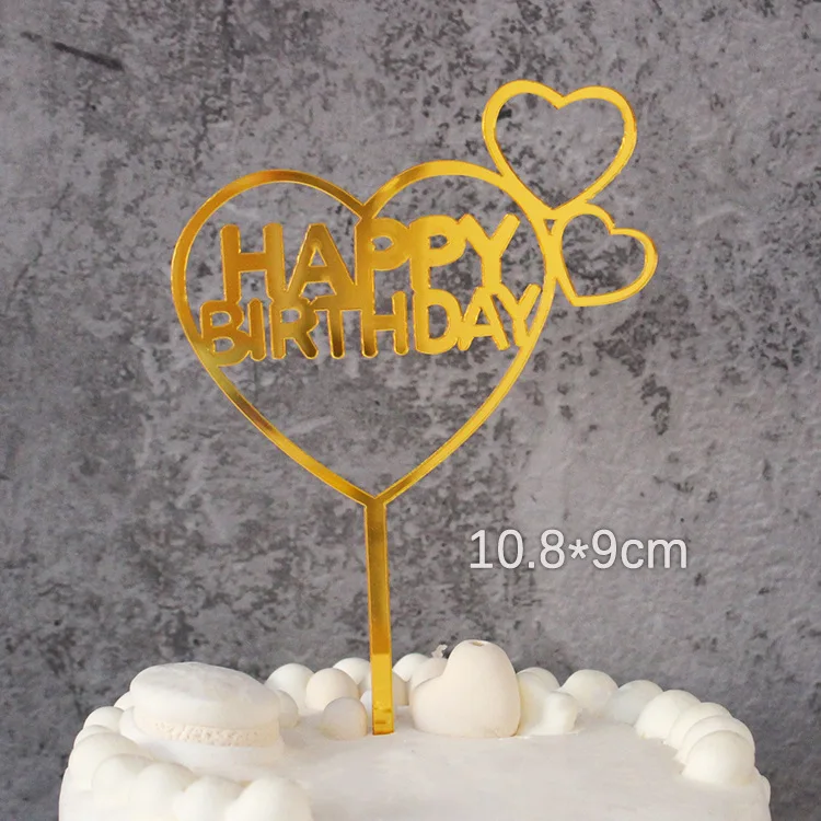 33 Designs Happy Birthday Cake Topper Acrylic Cake Toppers Star Cupcake Toppers Baby Shower Party Supplies Cake Decorating - Цвет: GOLD13