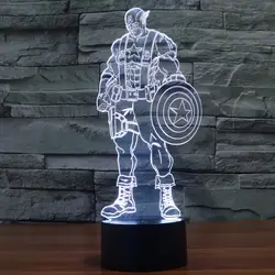 Новый Капитан aмерика красочный 3D сенсорный выключатель Иллюзия свет сенсорный выключатель