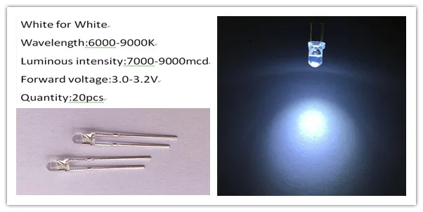 200 шт. (10 видов цветов * 20 штук) 3 мм светодиодный Диод Ultra Bright Ассорти комплект DIY белый зеленый красные, синие желтый оранжевый розового и