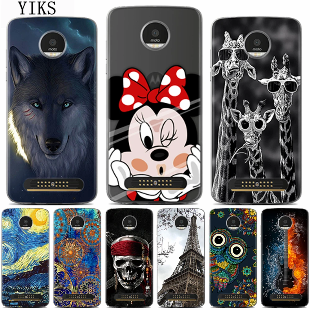 

YIKS Silicon Cover sFor Motorola Moto Z2 Play case Luxury Cartoon TPU Case For Moto Z2 Play Soft TPU Phone Protective Back Cover