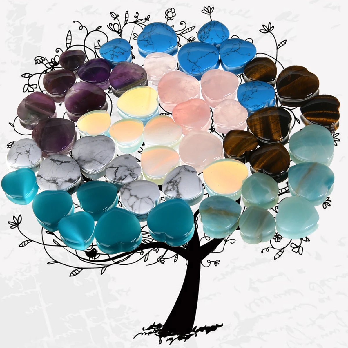 1 Pair Shellhard Heart Shaped Stone Ear Plug Fashion Flesh Tunnel Ear Expander Stretcher For Women Femme Jewelry