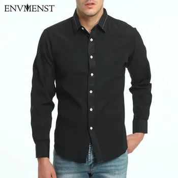 

Envmenst 2018 Spring Autumn Shirts Men Casual Striped Patchwork Shirt New Arrival Long Sleeve Casual Slim Fit Male Shirts