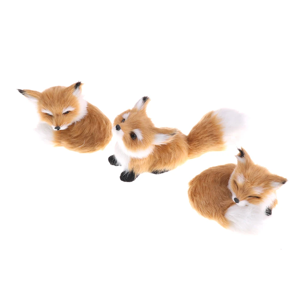 New Simulation brown fox toy furs squatting fox model home decoration Animals World with Static Action Figures Toys Gift for Kid