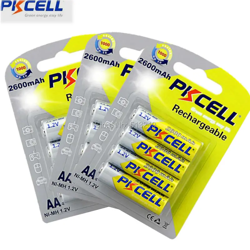 12 шт./3 упаковки аккумуляторы PKCELL AA 2300 мАч 2600 1 2 в|battery 2a|aa rechargeable batteryrechargeable battery |