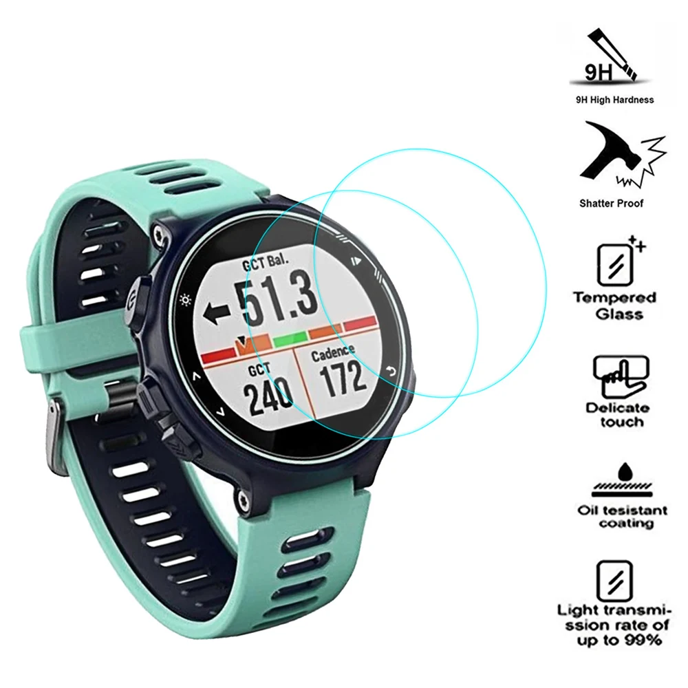 

Gosear 2 PCS Tempered Glass Ultra Thin Screen Protector Film for Garmin Forerunner 735XT 735 XT Watch Anti-Scratch Accessories