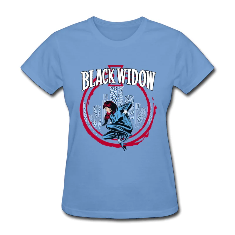 

Black Widow USA Cityscape T Shirt Marvel Printed On Women Tops Shirt O-Neck Summer 100% Cotton Fashion Brand Tshirts