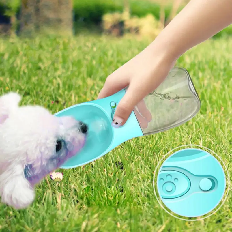 Портативный диспенсер для воды для домашних животных, бутылка для воды для домашних животных, фонтан для питья собак, бутылка для воды dieren benodigheden hond - Цвет: Синий