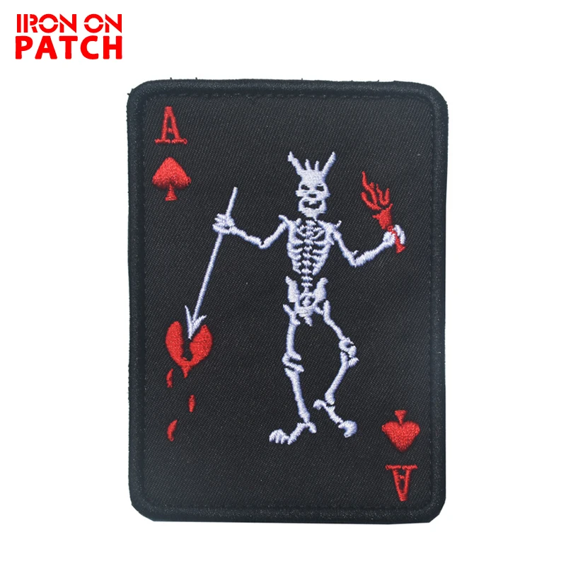Embroidery-Patch-Cavalryman-Ace-of-Spades-Tarot-Card-Death-Card-Tactical-Patch-DIY-Badges-For-Cloth