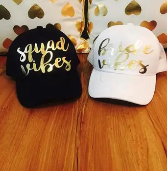 

personalized gold bride squad vibes weddingbridesmaid Bachelorette Mesh Trucker Snapback trucker hats caps party gifts favors